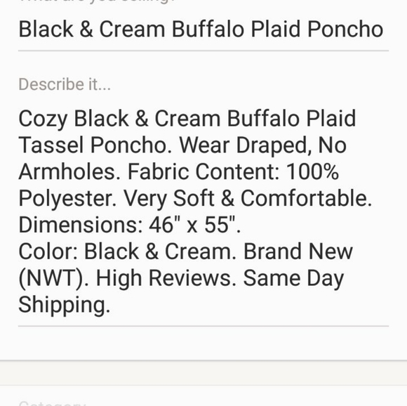 Cozy Black & Cream Buffalo Plaid Poncho Wrap - Picture 4 of 4